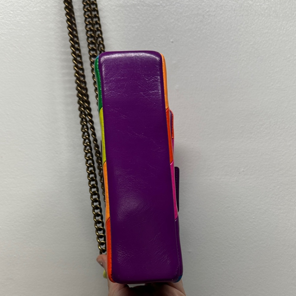 Kurt Geiger Mini Kensington Bag Purse Rainbow Striped Colorful Leather Crossbody - Picture 9 of 14